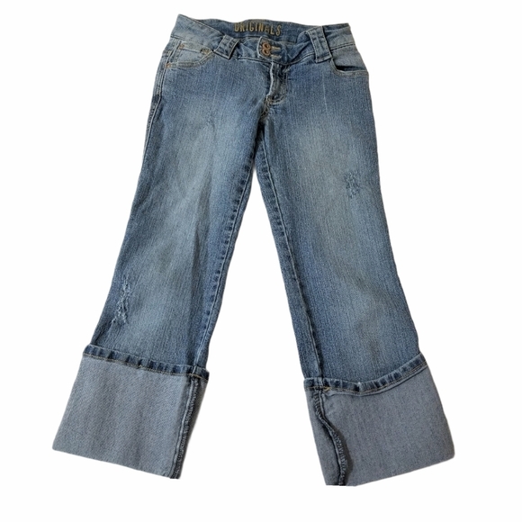 Stylish Blue Cropped Junior Size 5 Cuffed Jeans - Picture 1 of 8